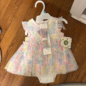 Little Me Pastel Floral Dress with Bow